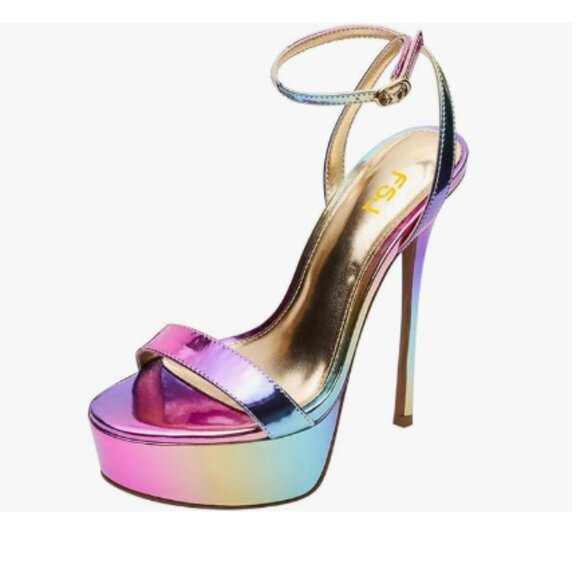 FSJ Shoes - FSJ Multicolor Platform Stiletto High Heel Sandals Ankle Strap Open Toe Shoes